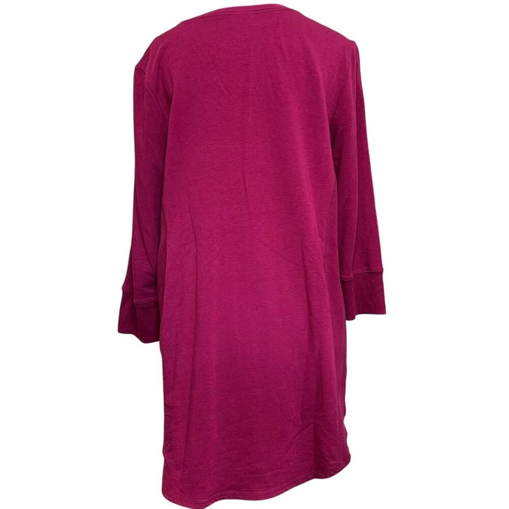 Chico's Zenergy Sz 1 US 8/10 M Long Sleeve Tunic‎ Top Pink V-Neck Basic Capsule - Picture 2 of 7
